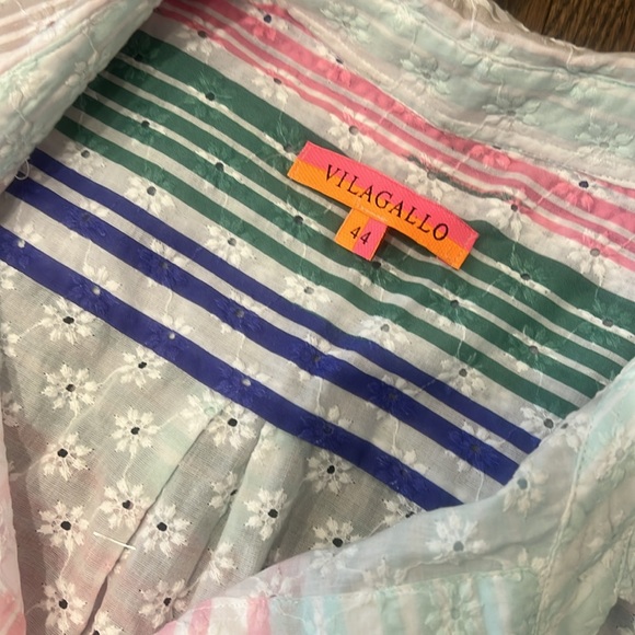 Vilagallo Eveline Midi Shirtdress Colorful Striped Button Front. lined - Picture 3 of 12